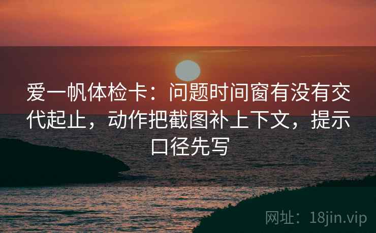 爱一帆体检卡：问题时间窗有没有交代起止，动作把截图补上下文，提示口径先写